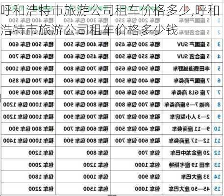 呼和浩特市旅游公司租车价格多少,呼和浩特市旅游公司租车价格多少钱