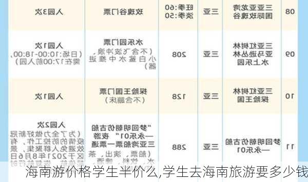 海南游价格学生半价么,学生去海南旅游要多少钱