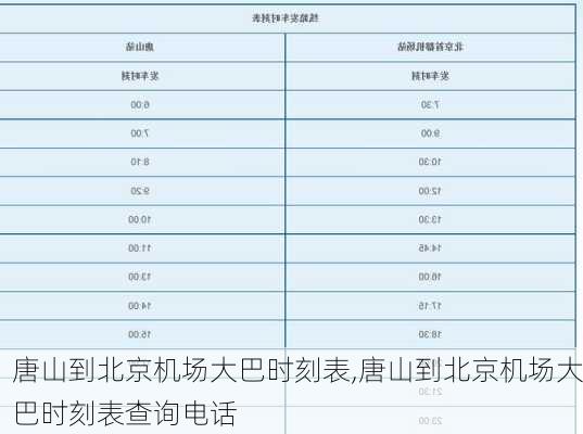 唐山到北京机场大巴时刻表,唐山到北京机场大巴时刻表查询电话