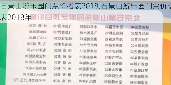 石景山游乐园门票价格表2018,石景山游乐园门票价格表2018年