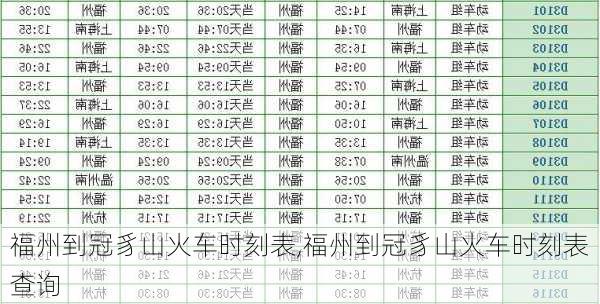 福州到冠豸山火车时刻表,福州到冠豸山火车时刻表查询