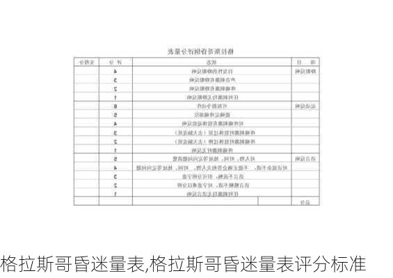 格拉斯哥昏迷量表,格拉斯哥昏迷量表评分标准