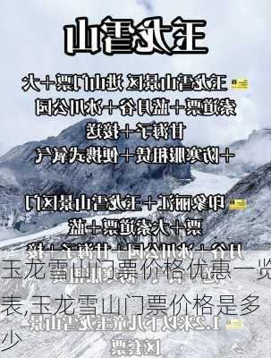 玉龙雪山门票价格优惠一览表,玉龙雪山门票价格是多少