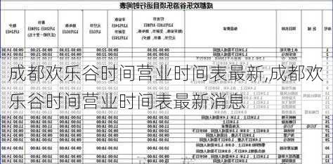 成都欢乐谷时间营业时间表最新,成都欢乐谷时间营业时间表最新消息