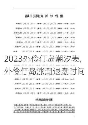 2023外伶仃岛潮汐表,外伶仃岛涨潮退潮时间